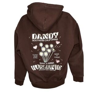 Dandy Embroidered Make A Wish Hoodie S Y2k Oversize Daisy Brown Floral Beach